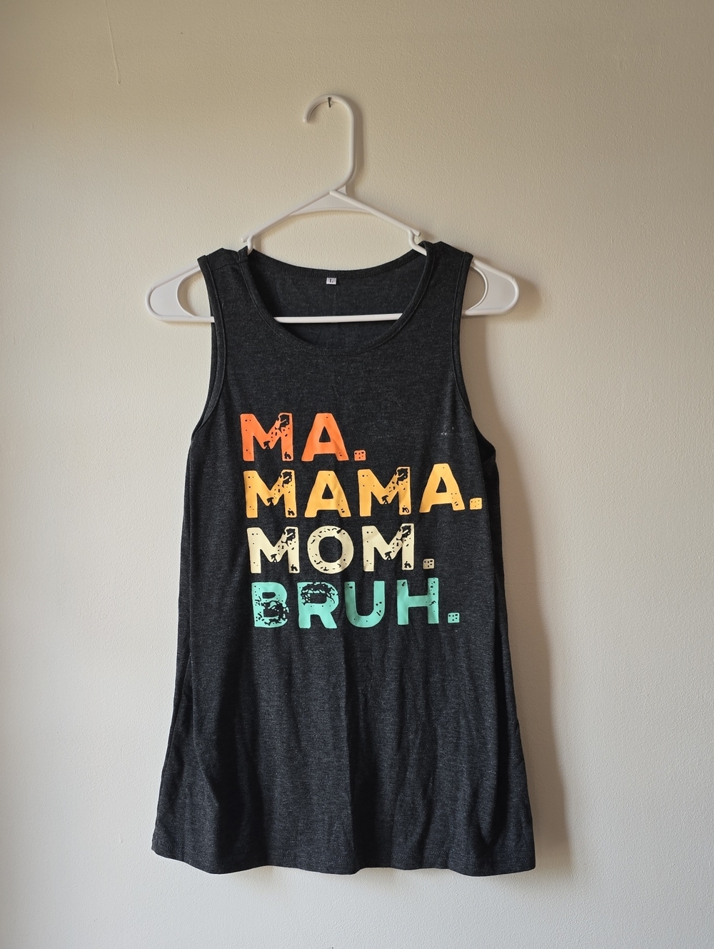 Womens Graphic Tank Top - Charcoal with Multicolor Text
